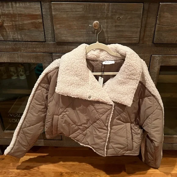 Darcy Quilted Sherpa Jacket-Olive - Picture 5 of 6